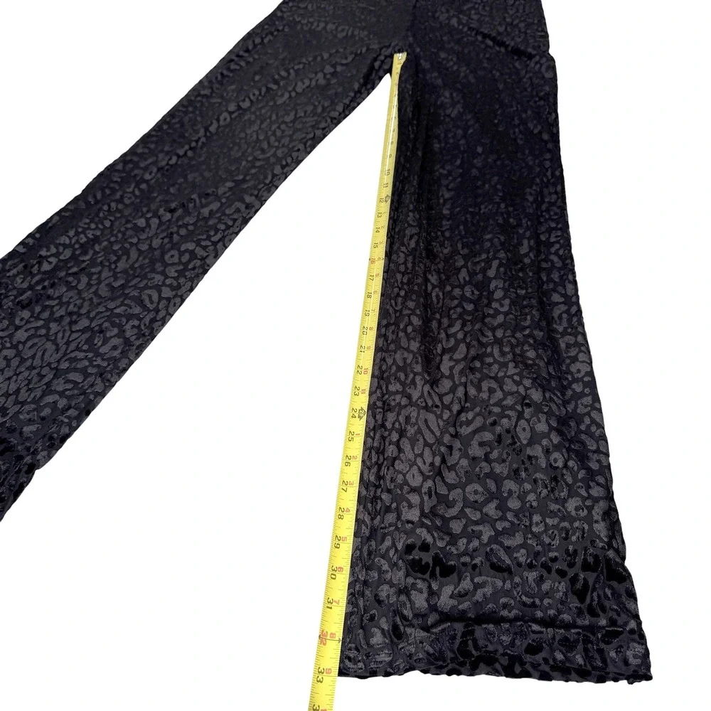 Strappy Cut-Out Velvet Jumpsuit Women S Black Wide Leg Leopard Chic Glam Sexy